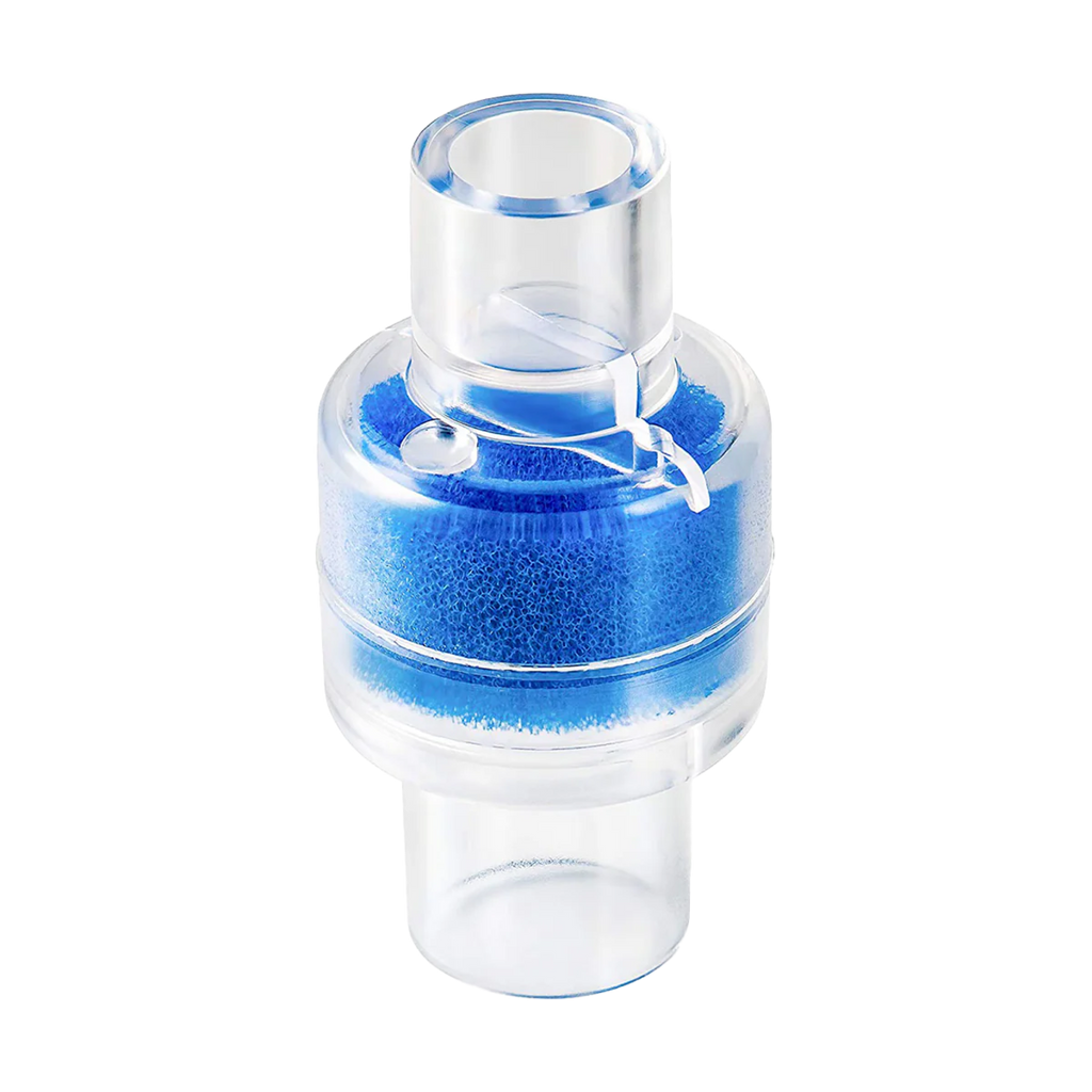 AirMini noise cancelling kit featuring a blue foam filter in a clear plastic housing.