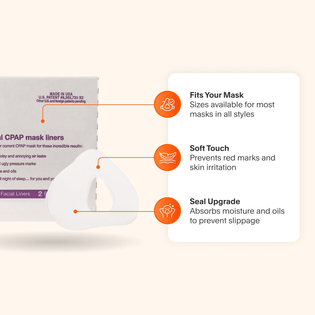 RemZzzs Padded Mask Liners featuring sizes for most mask styles, a soft design to prevent red marks and irritation, and moisture absorption for a secure seal.